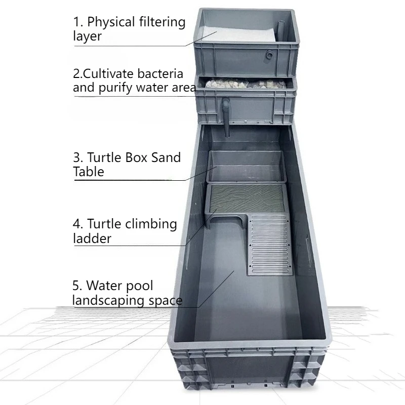 Large Space Turtle Terrarium with Filter Turtle Fish Breeding Box Multifunctional Deodorize Terrariums Turtles Turnover Box