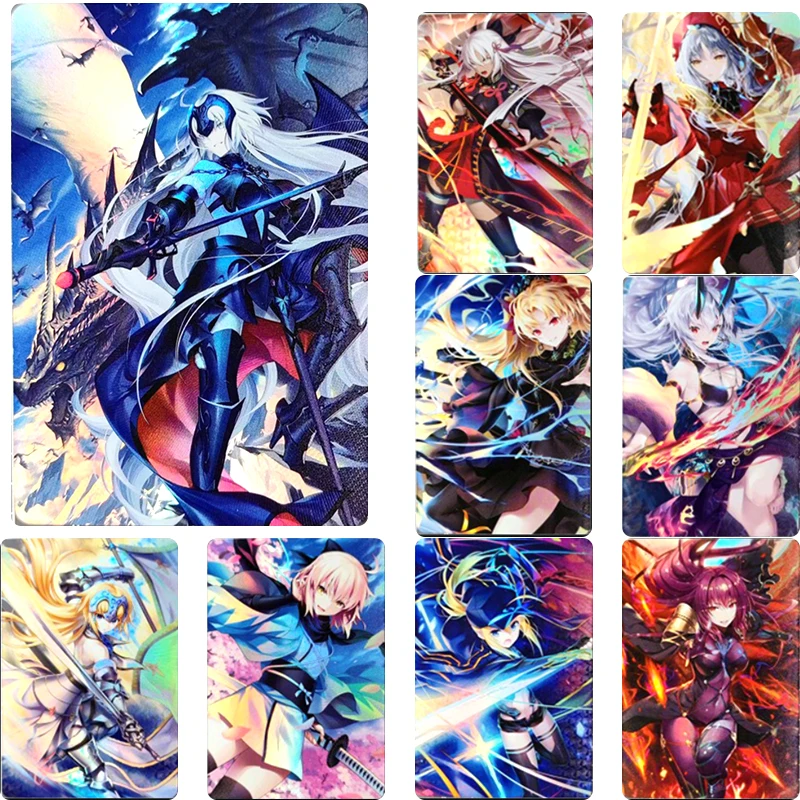 9Pcs/set Anime Fate/grand Order Mash Kyrie Light Scathach Diy Homemade Flash Card Christmas Birthday Gift Toys Collection Card