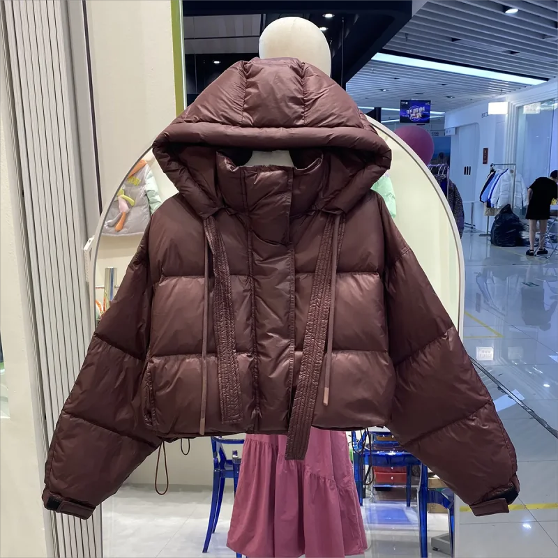 

Loose Hooded Solid Color Thicken Parkas Winter Windproof Cotton Padded Coats Korean Women Elegant Long Sleeve Bread Short Jacket