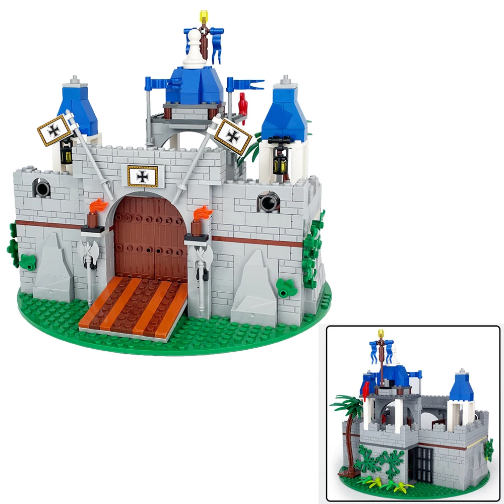 Middeleeuwse ridderkasteel modulaire bouwset, creatieve bouwstenen voor volwassenen en kinderen, kamerdisplaymodel cadeau-idee