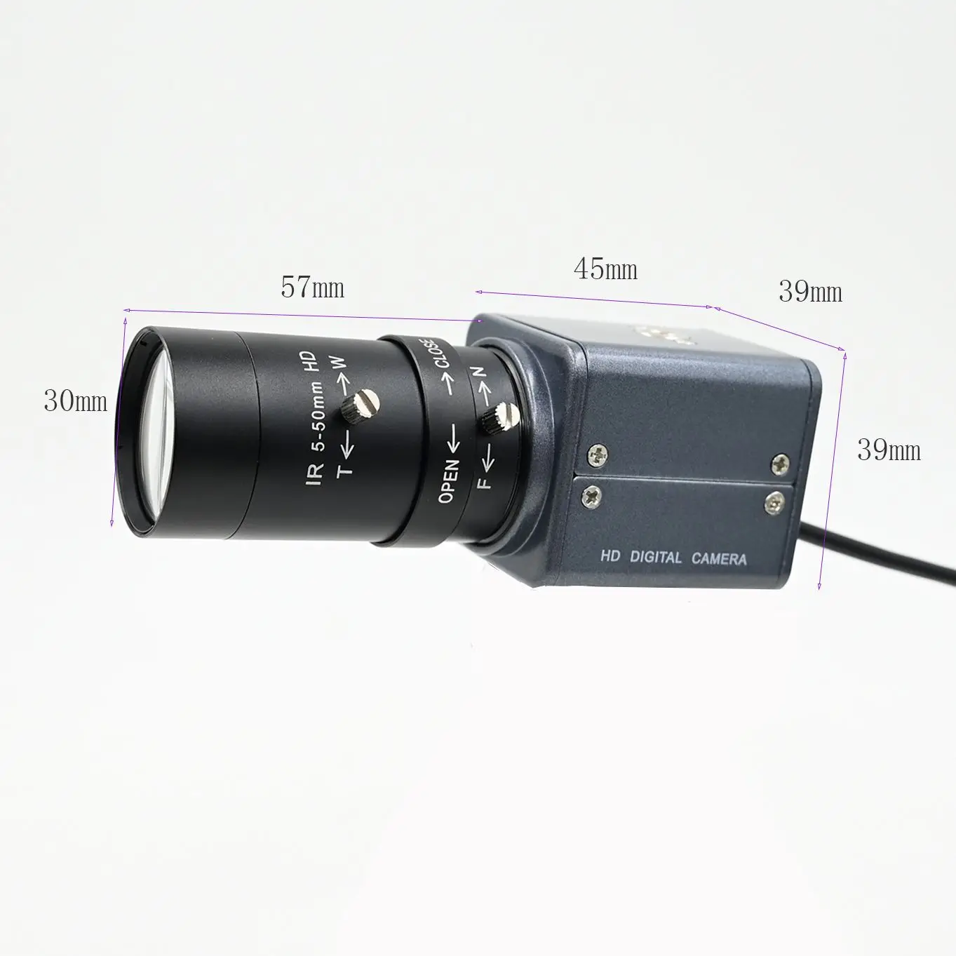IMX179 HD USB Camera 8MP, Mini Case Webcam With 5-50mm 2.8-12mm Varifocal CS Lens,Plug And Play,3264x2448,Windows Linux Android