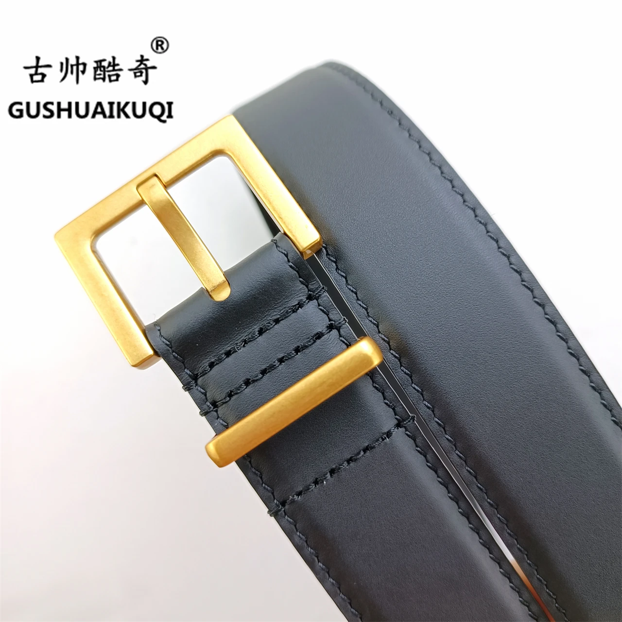 

2022 men's and women's wide buckle3.0cm Gu Shuai new design men's and women's belt high-quality cowhide leather double-sided