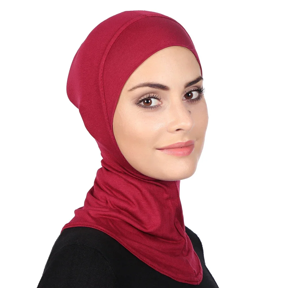 มุสลิม Hijab ด้านในธรรมดาหมวก Headscarf คอเต็มรูปแบบกระดูก Bonnet Ramadan อิสลาม Underscarf Beanies Skullies Head Wrap Ninja