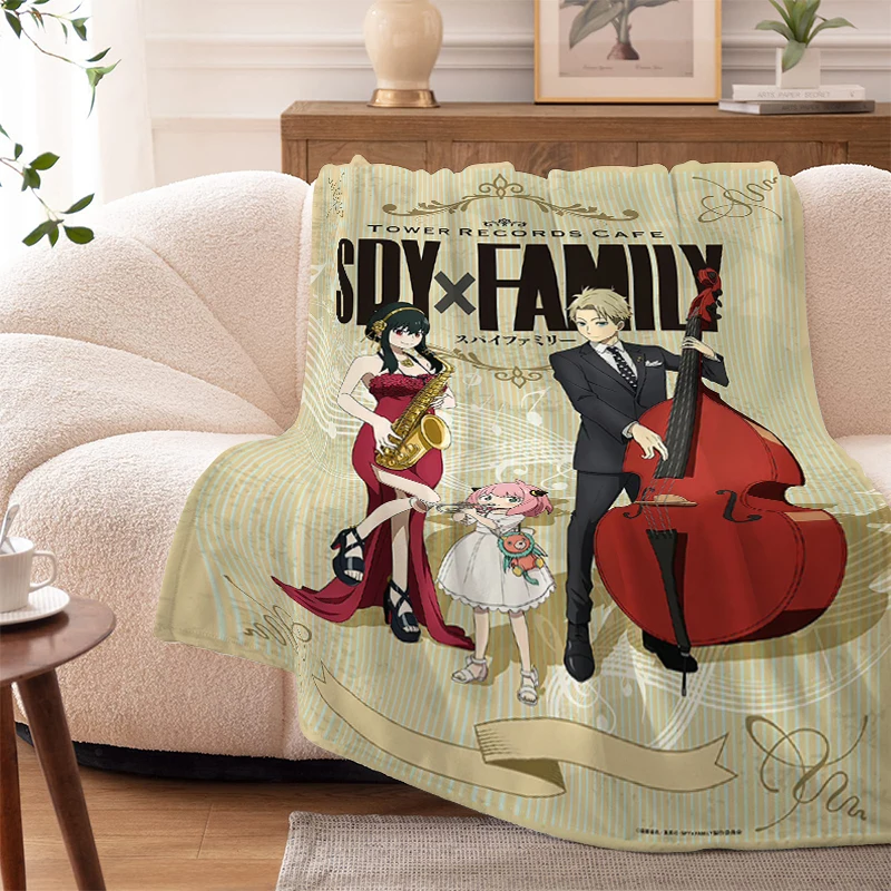 Anime Bed Blanket Sofa S-Spy×Family Digital Print Warm Winter Fleece Camping Nap Flannel Fluffy Soft Blankets Microfiber Bedding