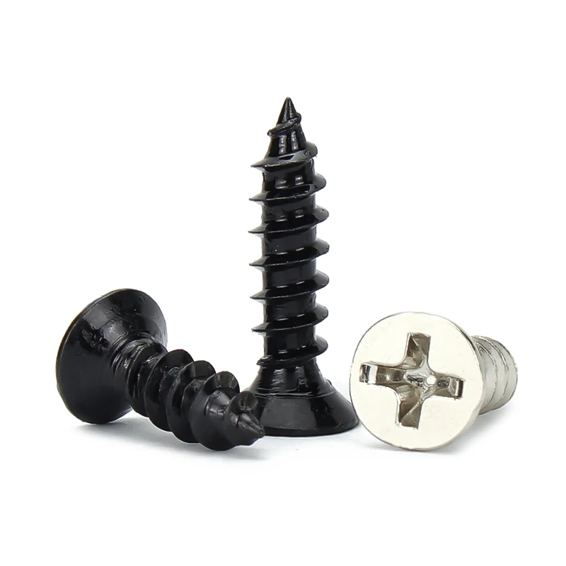 DIN7050 GB846 ISO7050 1000/100 本フラットヘッドフィリップスセルフタッピング木ネジM1M1.2M1.4 M1.7 M2 M2.3 M2.6M3M4黒亜鉛メッキニッケルメッキ皿頭クロス電子ネジ