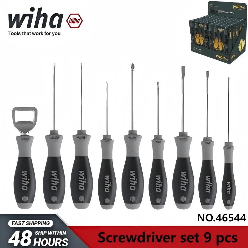 

Набор отверток Wiha 46544, 9 предметов, с открывалкой для бутылок, рукояткой TORX, плоскими и крестообразными отвертками, лимитированная серия к 85-летию компании