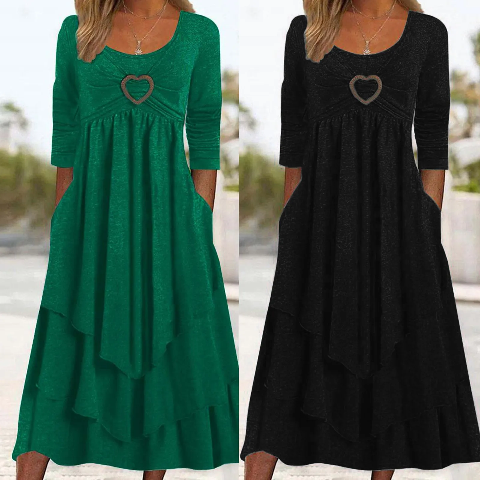 

Summer Dresses For Women 2024 Beach Long Sleeve Dress Crewneck Loose Flowy Ruched Dresses Female Robe Beach Ladies Clothes