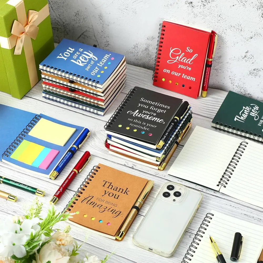 Jurnal Kulit Inspiratif untuk Tim - Pulpen Bambu, Tab Indeks Berwarna, Hadiah untuk Staf dan Rekan Kerja