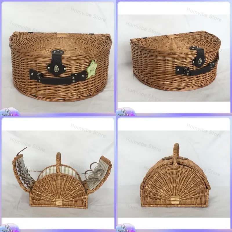 Hand Woven Storage Basket Picnic Willow Flower Set Plastic Rattan Straw Weaving for Home Organization Decor