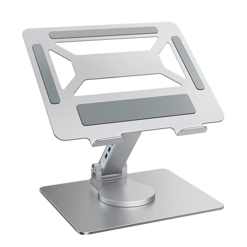 360 Degree Rotating Laptop Stand with USB 3.0 Hub, Three Axis Height Angle Control plus Foldable 4 in 1 Docking Expansion 6