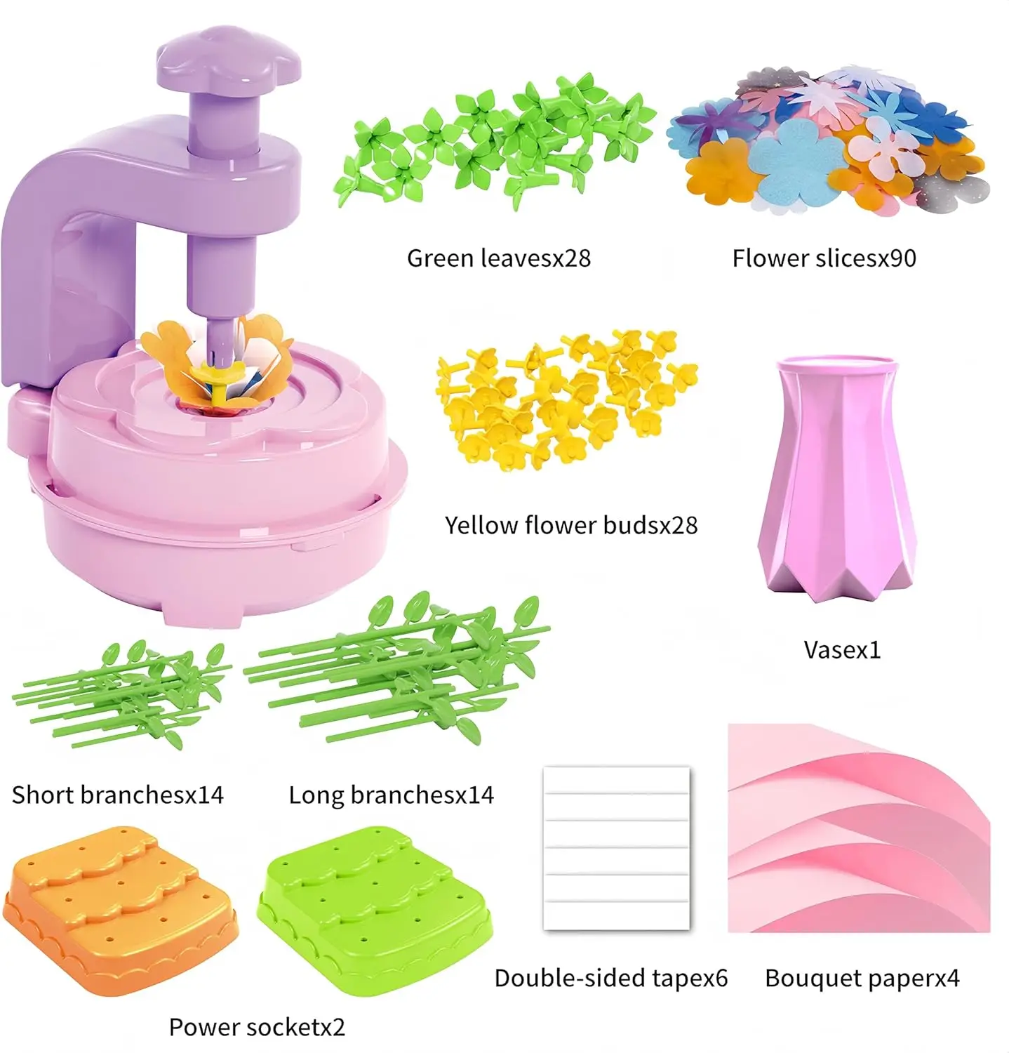 Máquina de gravação portátil, kit de artesanato diy, arranjo de flores, brinquedo simulado, buquê, presente de aniversário