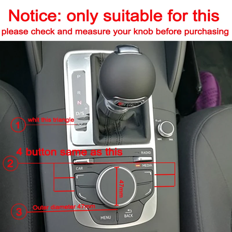 Metall Dekoration Ring Abdeckung Für Audi 2014-2019 A3 V8 S3 Center Konsole Media Funktion Knopf Lautstärke Einstellen knopf Auto Innen Trim – Detail 1