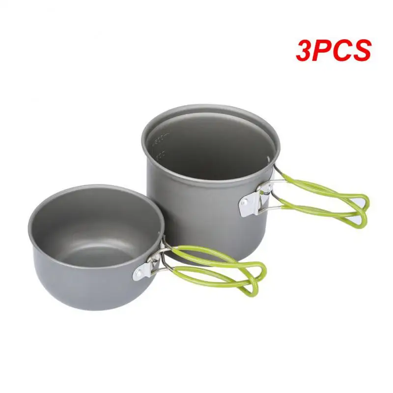 3PCS Picnic Tableware Mesh Pocket Outdoor Pot Set Durable Folding Pan Barbecue Pot Folding Pot Scale Camping Tableware