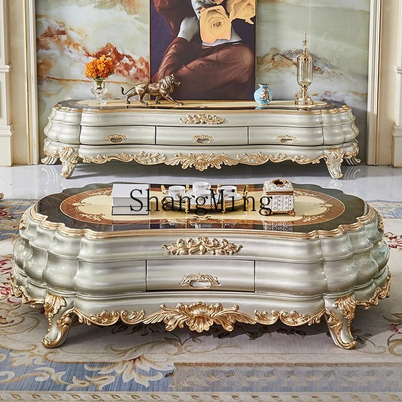 

ZYY all solid wood coffee table TV cabinet combination living room matching combination furniture champagne tea table