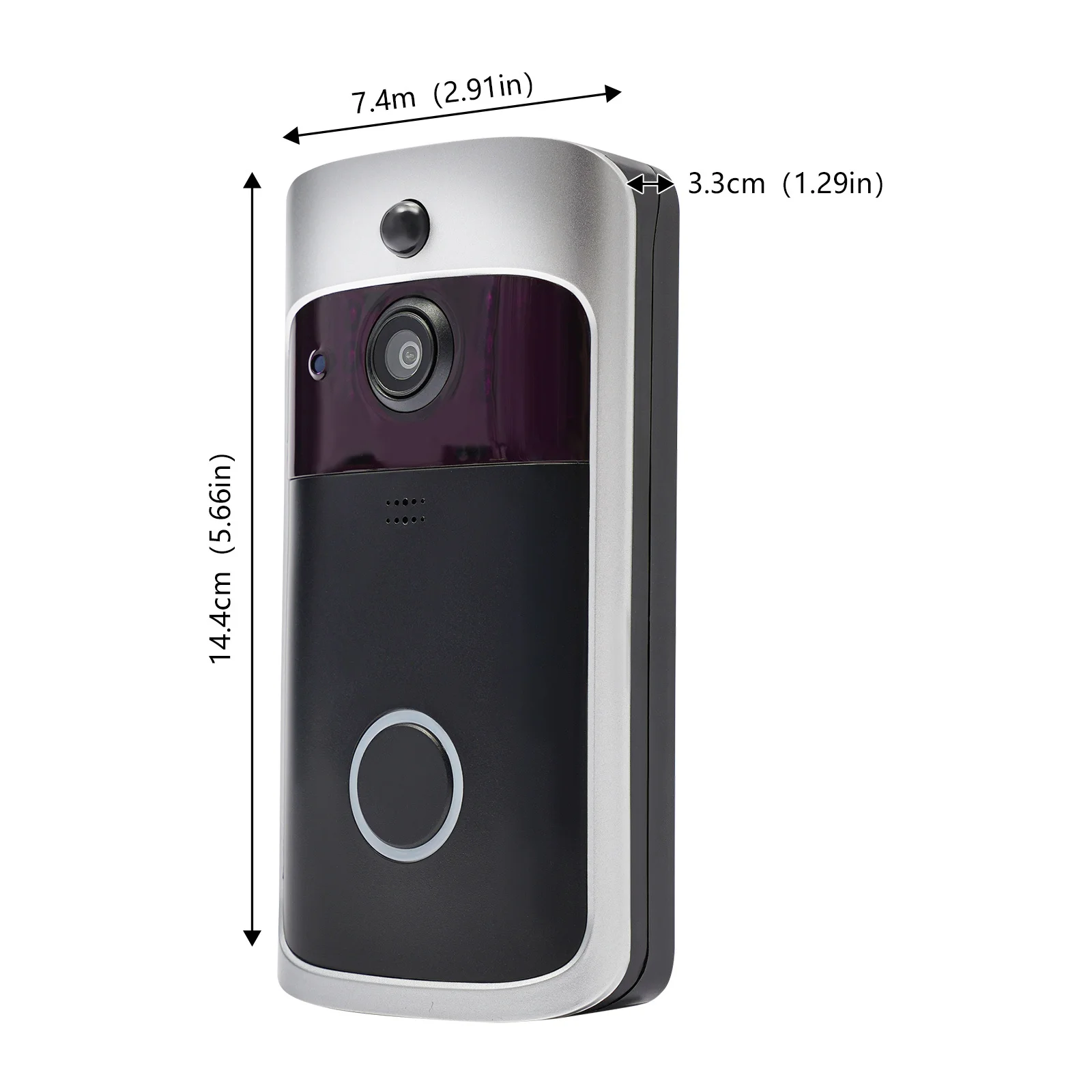 جرس باب فيديو ذكي V5 بدقة 1080 بكسل عالية الدقة |   محادثة ثنائية الاتجاه، تنبيهات في الوقت الحقيقي وكشف الحركة |   لا توجد رسوم شهرية، سهلة التركيب