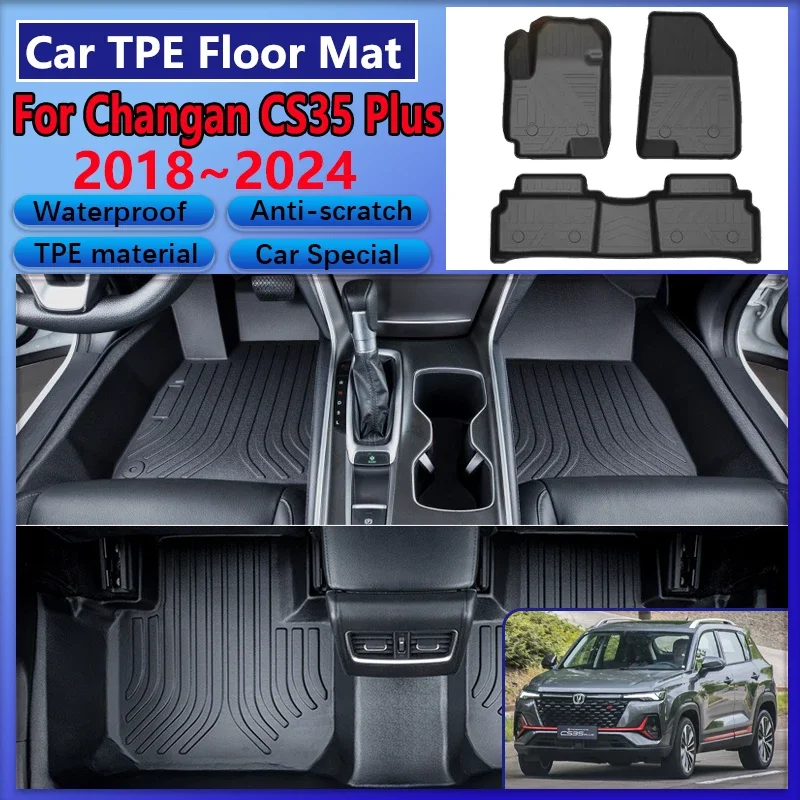 For Changan CS35 Plus 2018~2024 5seat Car Floor Mat Waterproof Anti-scratch Mud Carpet Full Rug LHD Foot Pad Cushion Accessories