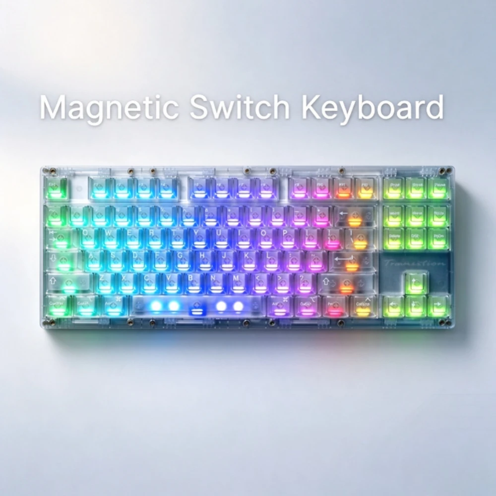 Teclado Swagkeys Transition 87 He Personalizado com Fio Hot Swap Layout TKL, Switch Magnético, RGB, para E-sports, Jogos e Escritório