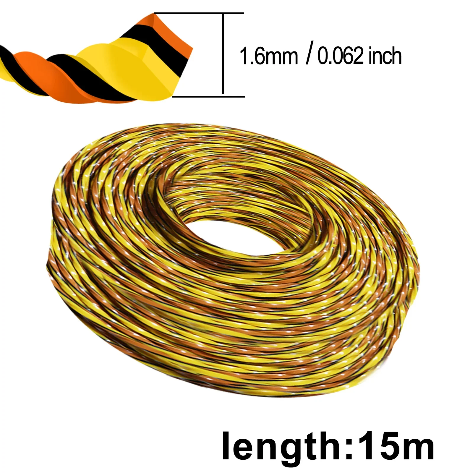 Espiral Trimmer Line Weed String Trimmer, Linha escova cortador, Thread Trimmer, Upgrade Tricolor, 1.6mm, 2.0mm, 2.4mm, 2.7mm, 3.0mm x 15m, Novo