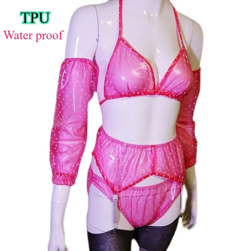 plastic-lovers-original-polka-dot-pvc-super-soft-series-plastic-soft-film-sexy-four-buckle-transparent-garter-belt