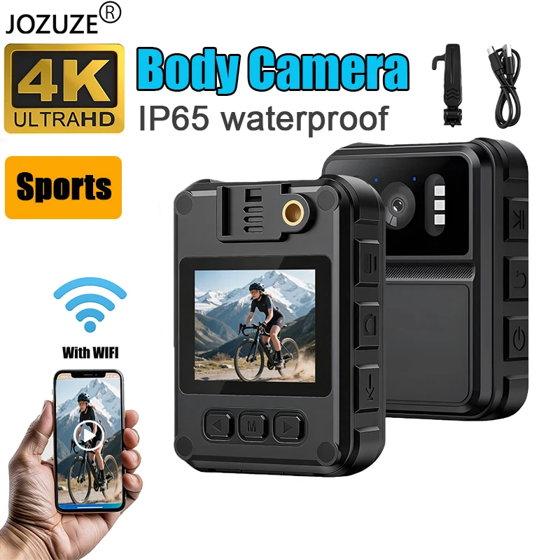 

JOZUZE 4K Mini Camera Portable Digital Video Recorder Cycling BodyCam Infrared Night Vision Police Cam Small Bike Camcorde 2160P