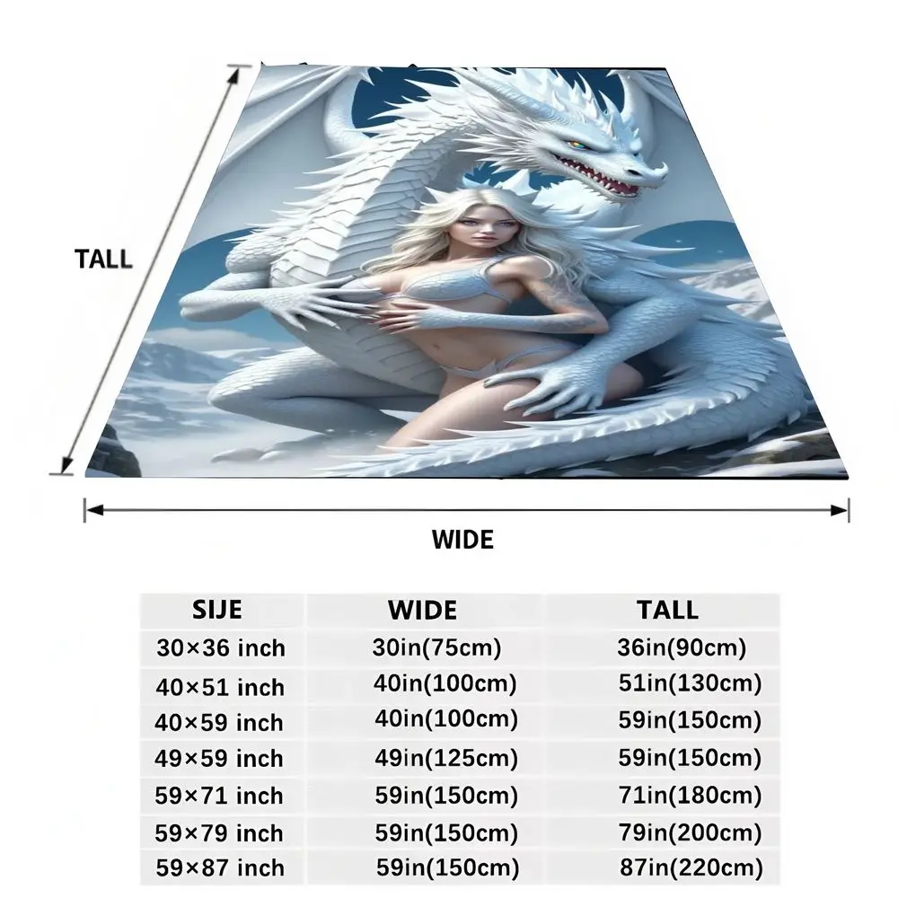 بطانية Majestic White Dragon Fantasy - مشهد الجبال الثلجية وSerpentine Guardian، رمي ناعم ومريح لمحبي الخيال - Perf #6