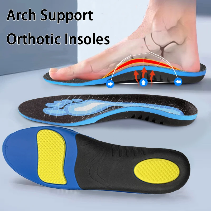 1 Pair EVA Orthotic Shoe Insoles Arch Support Shock Absorption Shoe Insert Flat Foot Pads for Plantar Fasciitis Pain Relief