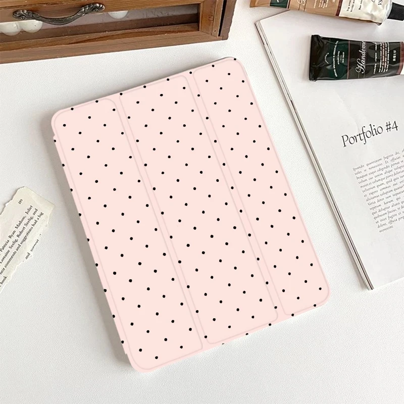 Black Polka Dots Tablet Cover for IPad Air 2 Case IPad Air 5 4 10.9 Cases 10th 10.2 7/8/9th Air3 10.5 Air11/13 12.9 Pro 13 11th
