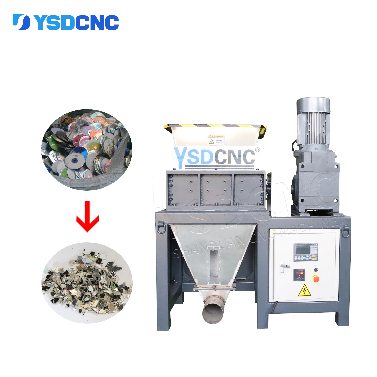 High Speed PP Raffia Nonwoven HDPE Film Double Shaft CD Plastic Shredder Shredding Crushing Machine