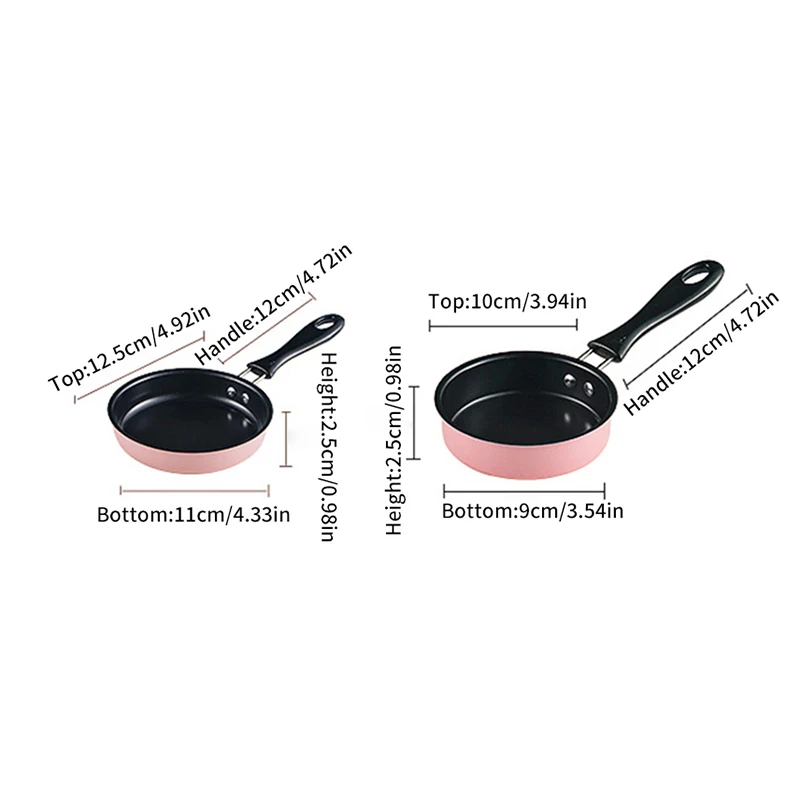 (BF06)Mini Frying Pan Stainless Steel Prevent Stick Induction Pot Breakfast Small Fry Egg Pan With Long Handle Kitchen Gadget