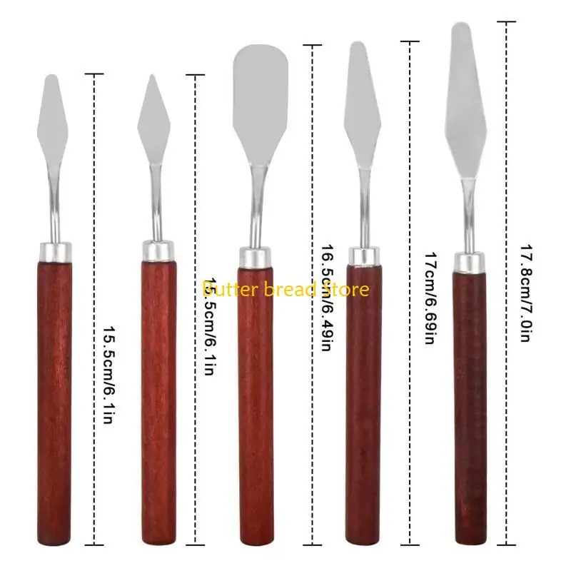 W89c рисовать скрепочный нож с деревянными ручками для акриловой живописи художественной инструменты 5 Set
