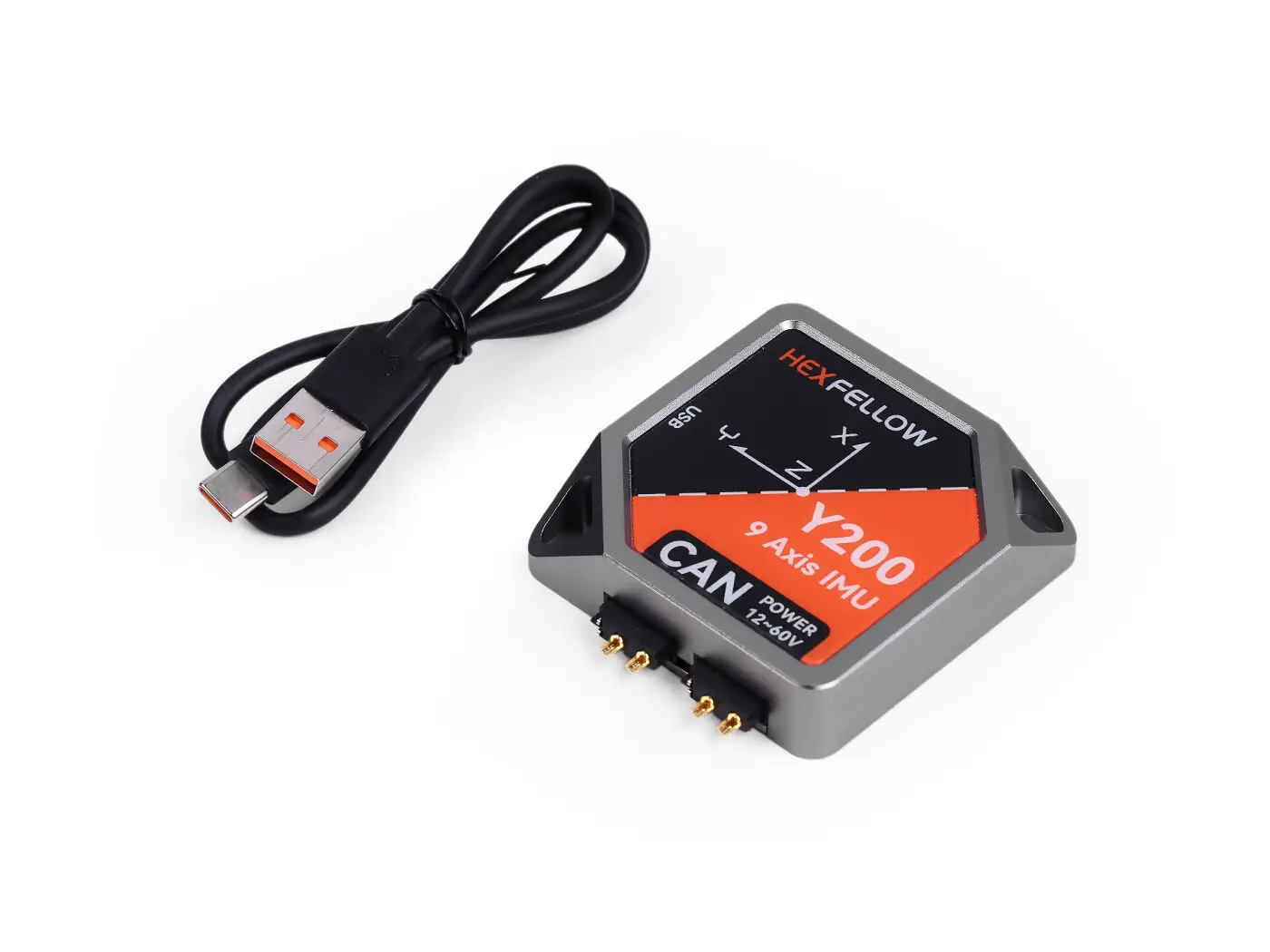 Hexfellow Y200 Giroscopio IMU de 9 ejes para robots robóticos, XT30 CAN, compatible con alimentación de 60 V