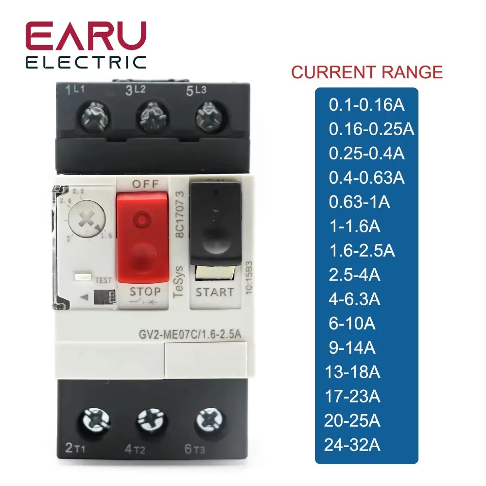 

Motor Start GV2ME Motor Protection Circuit Breaker MPCB Over Under Voltage Load Short Circuit Protector Magnetic Typa Breaker