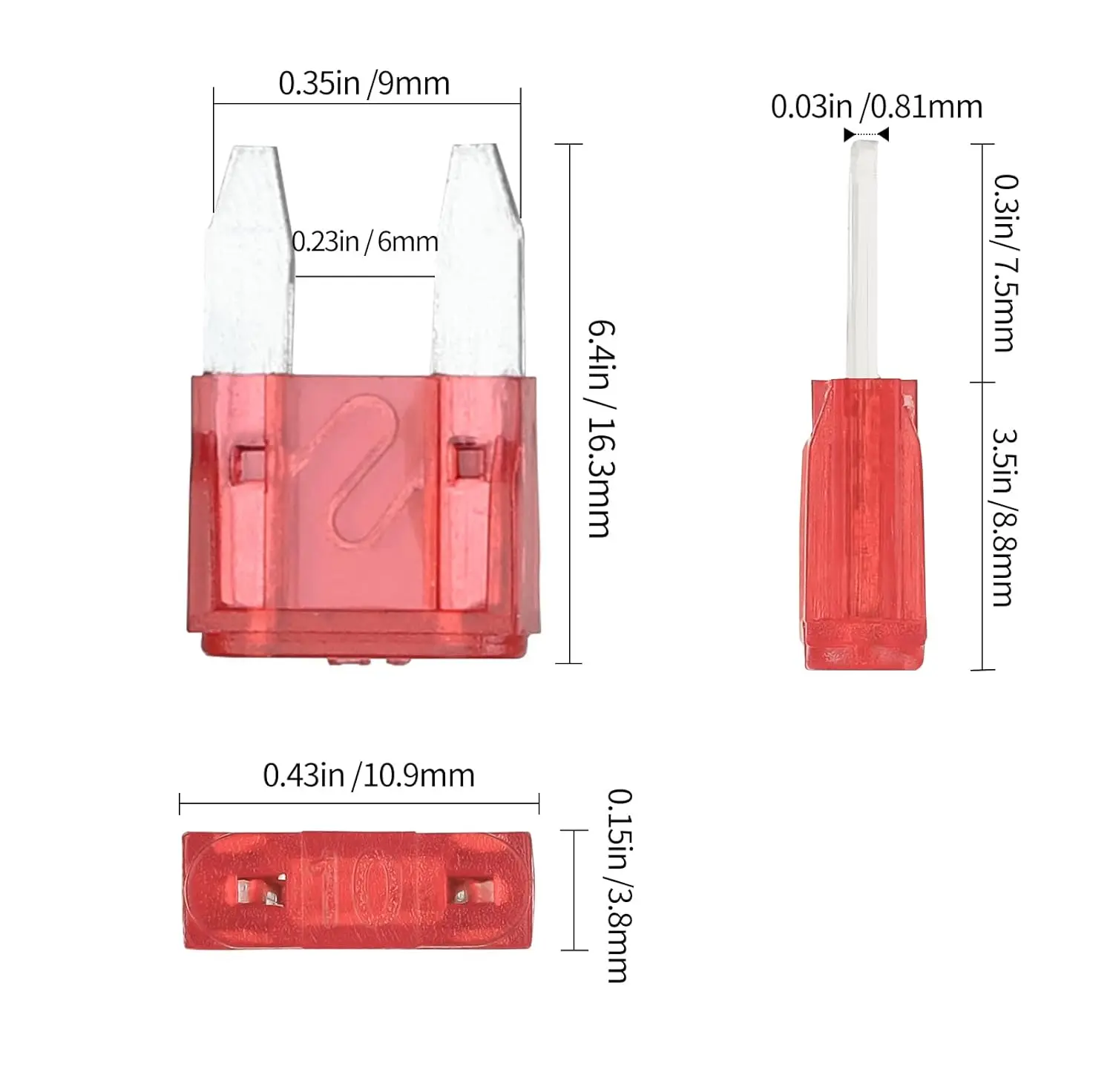 100pcs Car Blade Fuses Assortment Kit, Automotive Replacement Fuses - Low Profile Mini Blade Fuses for Car Boat Truck SUV Auto