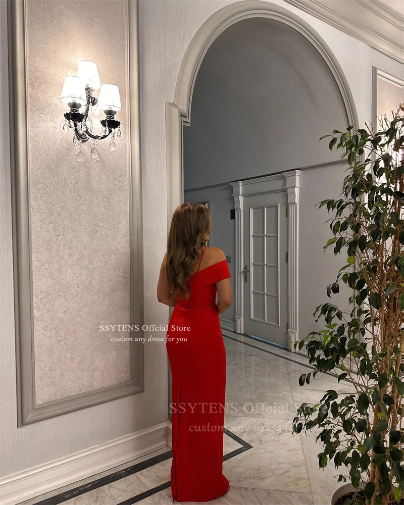 SSYTENS Elegant Red Evening Party Dresses Wedding Guest Ceremony Luxury Vestidos Customized Formal Women Satin Prom Dresses 2025