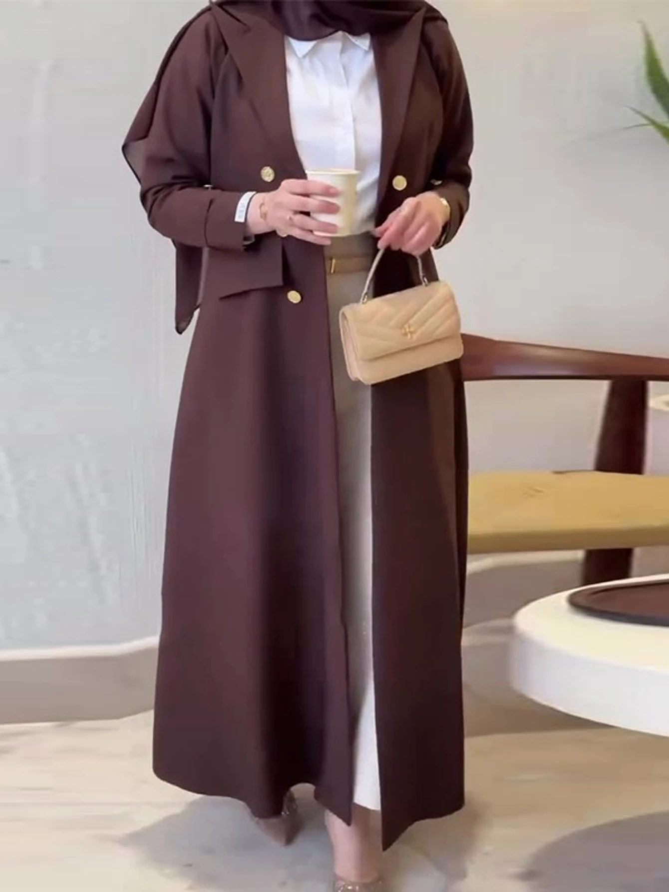 

Eid Women Abaya Dress Muslim Trench Coat Autumn Party Ramadan Long Cardigan Abayas Vestidos Largos Arab Long Robe Morocco Kaftan