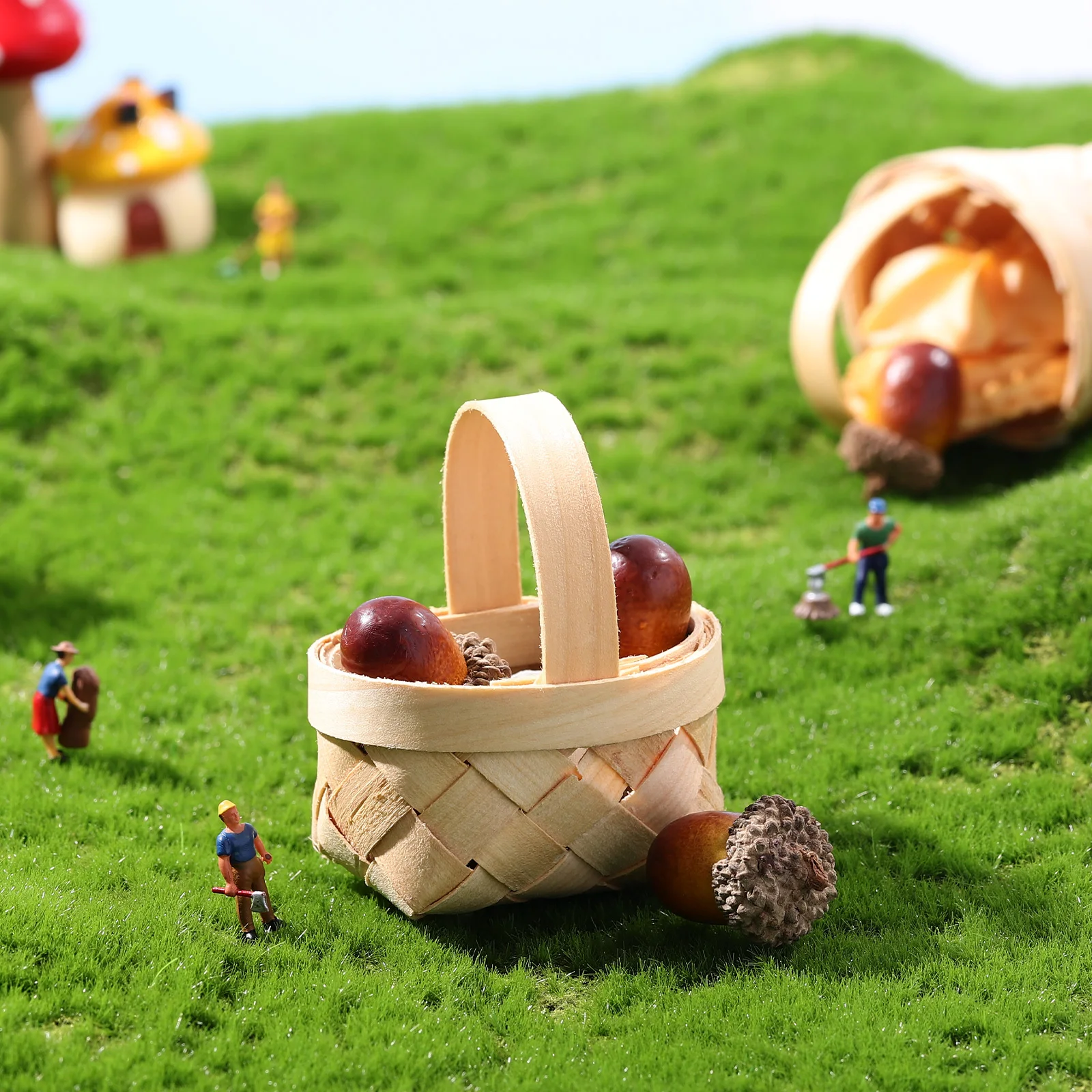 Basket Baskets Mini Woven Picnic Easter For Tiny Crafts Small Wooden Miniature With Flower Wood Favors Party Wicker Handles