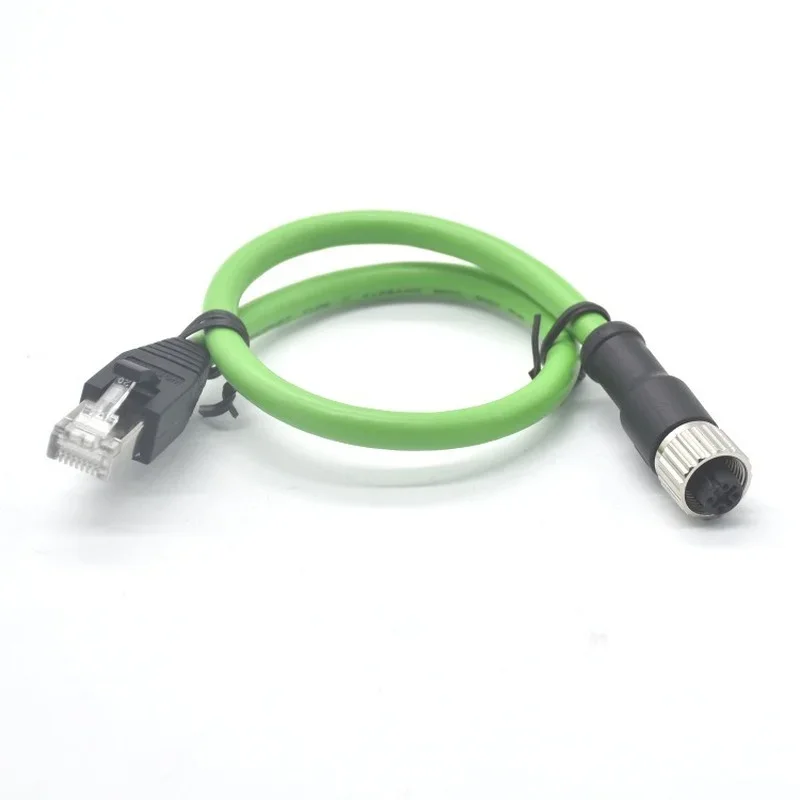 M12 Aviation Plug To RJ45 Crystal Head PROFINET Bus Cable Connector M12 D Type 4-pin Plug Industrial Interface Connector