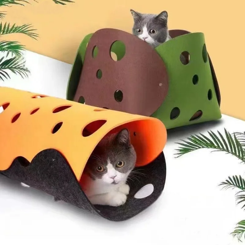 Cat toy channel pet cat tunnel rolling dragon tease cat toy cat nest a variety of combinations felt cat nest tunnel