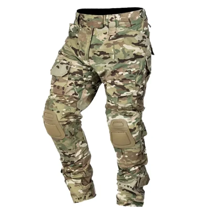 

Men Combat Pants+Knee Pads Tactical Cargo Sport Trousers Camo Multicam Trekking Hunting Clothes Wear Resistant Multi-pocket