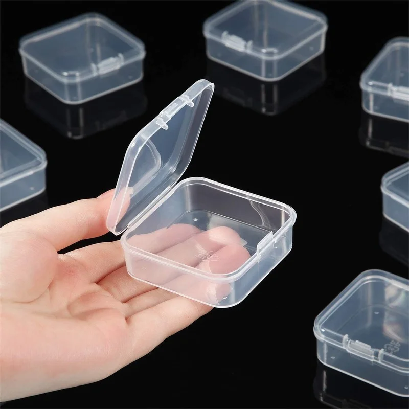 18Pcs Clear Small Plastic Containers Transparent Storage Box with Hinged Lid for Items Crafts Jewelry Package Clear Cases