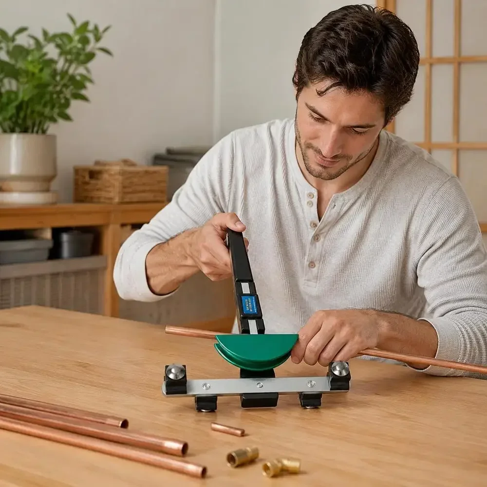 Kit de cintreuse pour tuyaux en cuivre, modèle manuel, pour tubes de 1/4 à 7/8 de pouce, avec 7 matrices, outil de cintrage à 90 degrés, pour cintrage vers l’avant et vers l’arrière, pour les systèmes de chauffage, de ventilation et de climatisation, les tuyaux en cuivre et en aluminium, et les alliages d’aluminium.