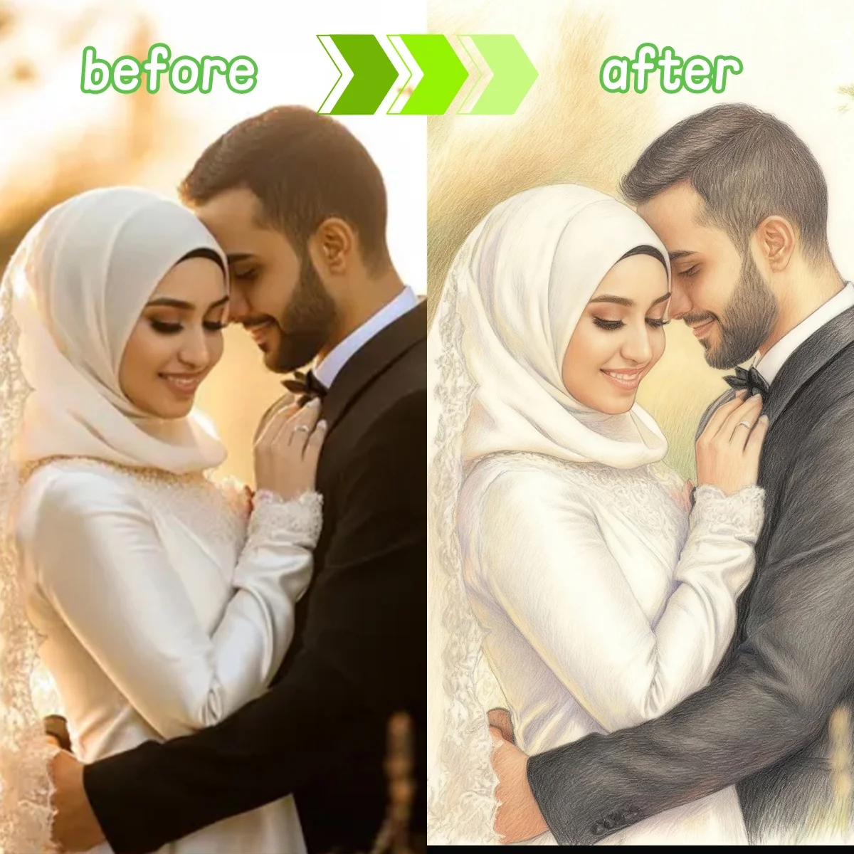 Personalized Custom Colored Pencil Style Canvas Printing Poster for Portrait Family Pets Wedding Scenery Art Prints Home Decor