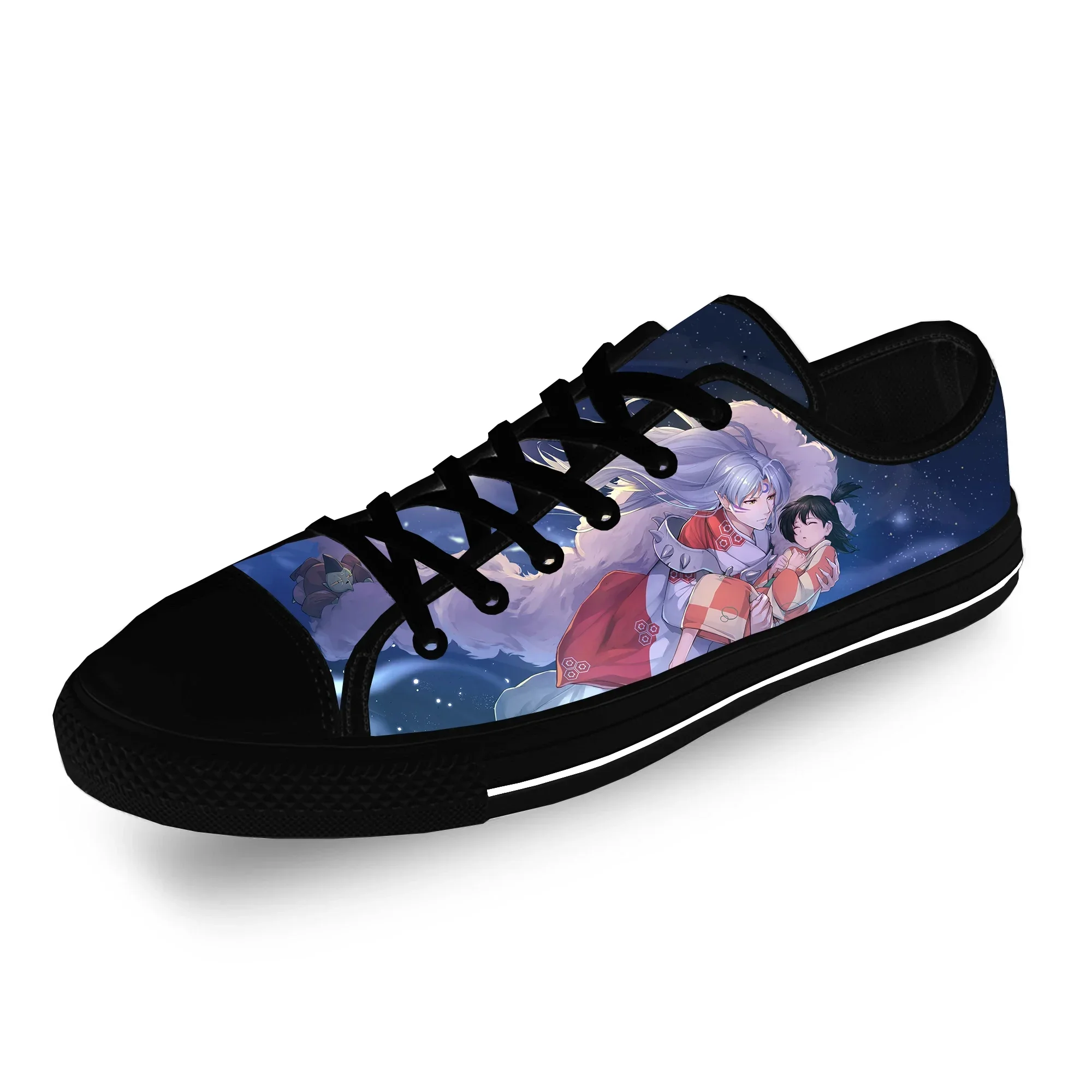 Japanese Anime Manga Inuyasha Funny Fashion Casual Cloth Shoes Low Top Lightweight Breathable 3D Printed Men women Sneakers