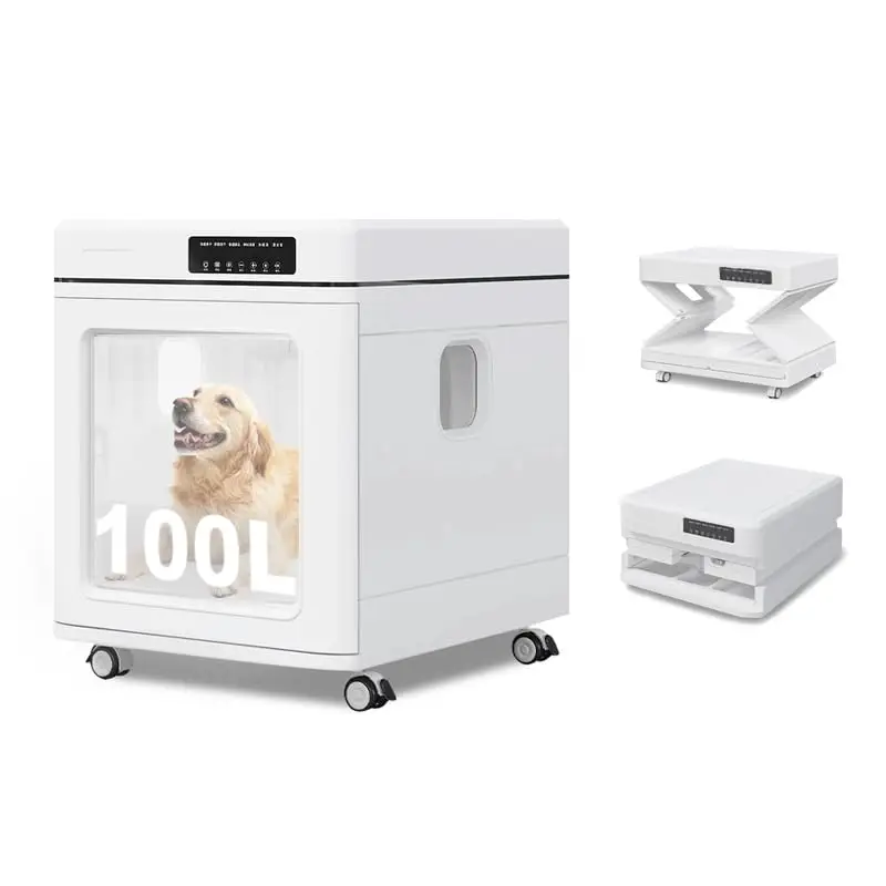 

Foldable Pet Dryer Box 360° Drying Quiet 4 Casters 100L Custom