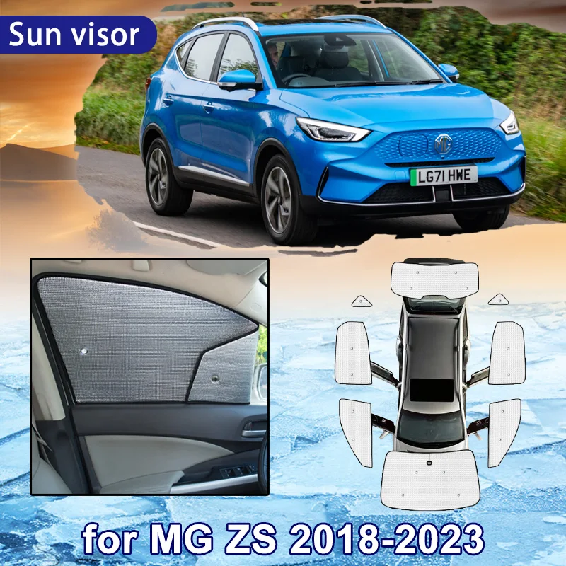 Car Sun Shade for MG ZS MGZS EV 2023 2022 2021 2020 2019 2018 Full Coverage Sunshade Windshield Anti-UV Side Window Visor Cover