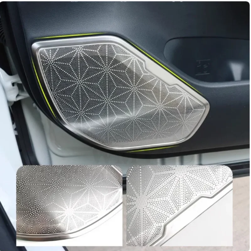 Car Stick Door Audio Speaker Covers For Toyota Rav4 2019  -2023 Sound Circle Trim Frame Stainless Steel Accessories 4PCs