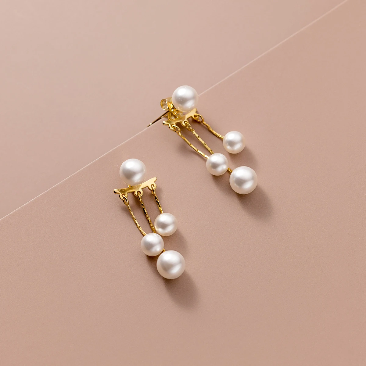 MODIAN Real 925 Sterling Silver Charm Pearl Drop Earrings Fashion Gold Color Swing Dangle Eari For Women Fine Female Jewelry