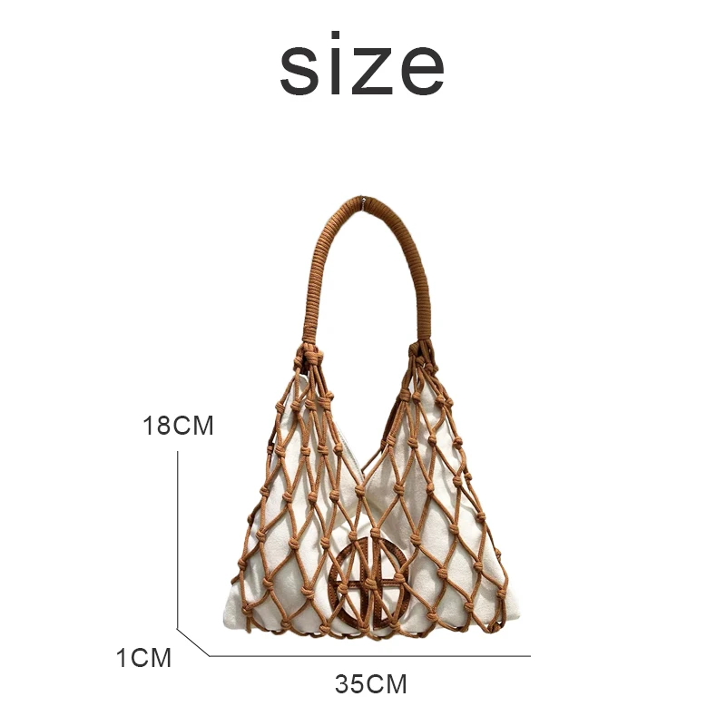 Sacs de plage minces creux pour femmes Sacs à main et sacs à main de créateurs de luxe 2024 Nouveau en corde de nylon Toile tressée Poche intérieure Tissée Poignée supérieure Sac à bandoulière sous les bras haute quali