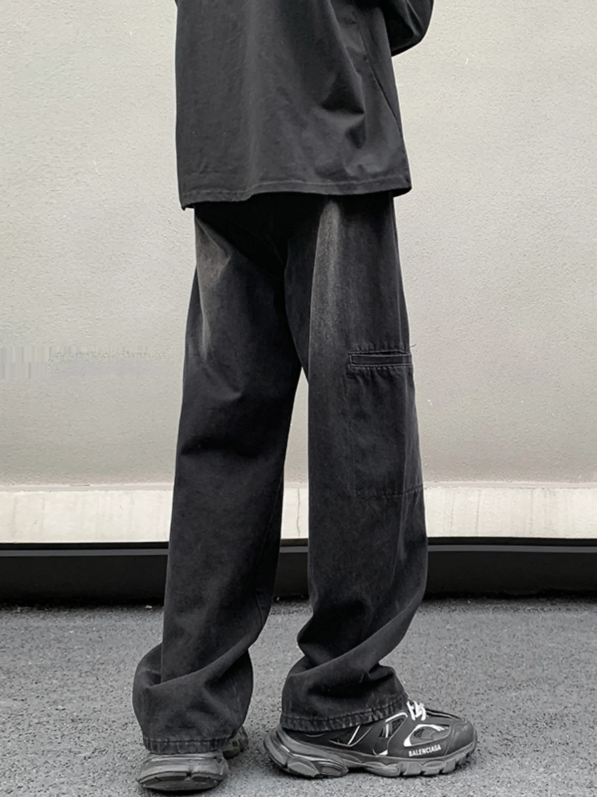 

Loose Wide Leg Men's Jeans American Sle Spring Autumn Wear Resistant Straight Cut Trousers Casual Loose Fit Youth Faion