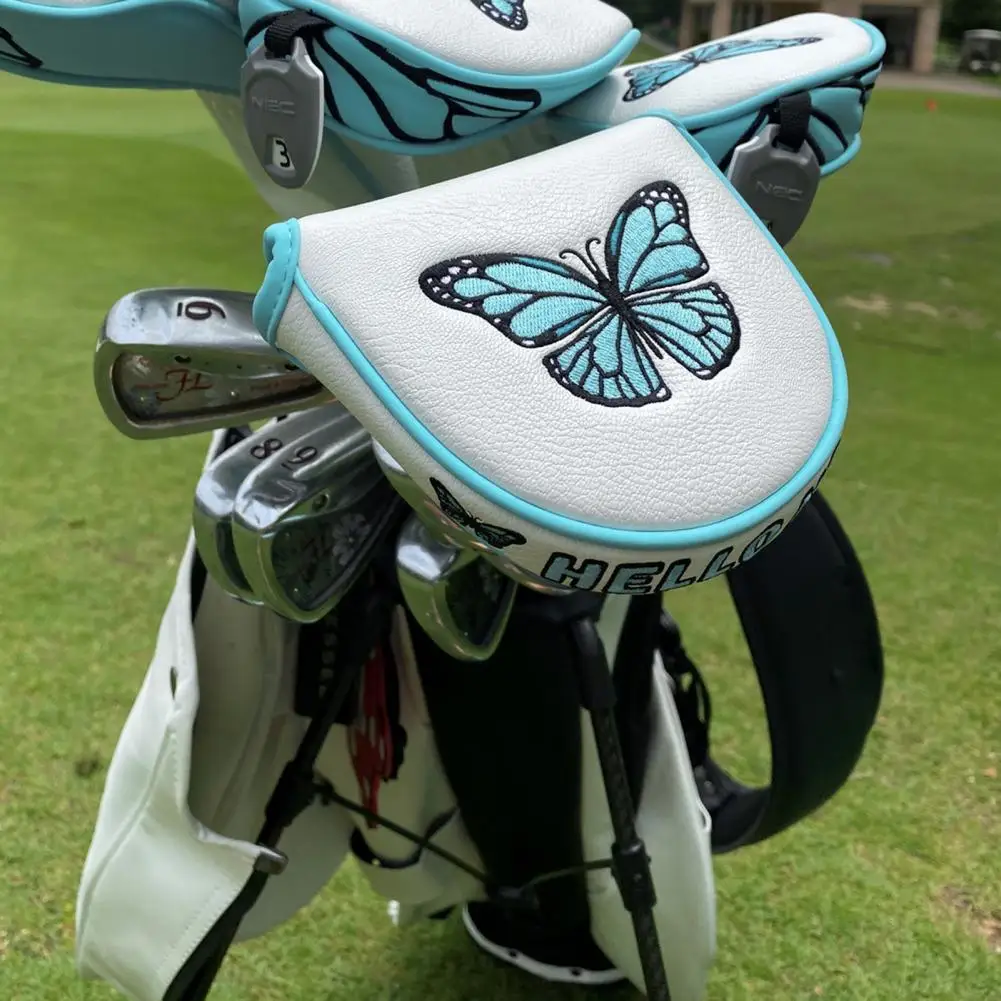 

Golf Putter Cover Golf Club Protector With Magnetic Closure Waterproof Fabric Butterfly Embroidery Golf Club Headcover Accessory